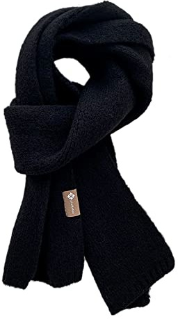 Duories Damhalsduk vinter, unisex par stickad halsduk kvinnor långa halsdukar vintage stor halsduk män, mjuk förtjockad varm ull stickad halsduk lång halsduk vinterhalsduk stickad lång halsduk, svart