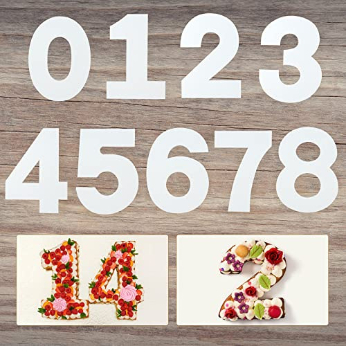 Schablonen, 9 Stück 0-8 Zahlen DIY Backen Kuchen Schablonen, Flache Plastikschablonen Zahlenform,zahlenschablonen für Kuchen für DIY, Kekse, Hochzeit Geburtstag Party Dekoration(15,2cm)