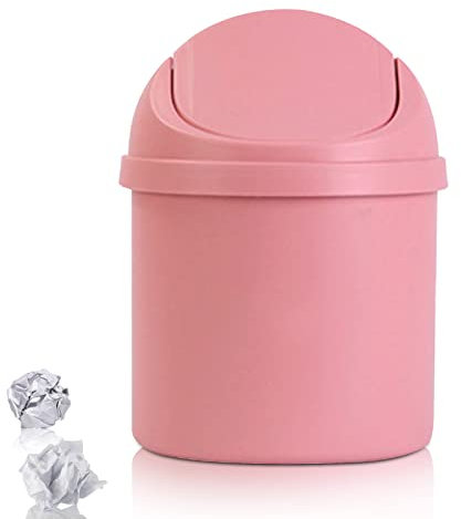 Mini Waste Bin 5.3×7.1in Small Swing Lid Bin,Bathroom Waste Bin with Tipping Lid Mini Plastic Desktop Trash Bin,Desktop Trash Can,Tiny Desktop Waste Garbage Bin for Home, Office, Kitchen