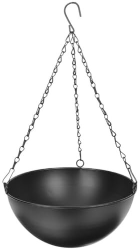 YARNOW Hängende Blumenkorb Pflanzgefäße Pflanzerkorb Hängekorb Blumenampel Wandbehang Hängetopf mit Ketten für Luftpflanzen Zuhause Zimmer Wand Balkon Garten Deko Schwarz