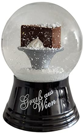 Schneekugel Echtglaskugel - Fast wie echter Schnee Motiv: Sachertorte, 4 cm