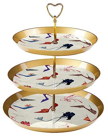 Cake Stand Set 3 Tier Cupcake Stands Reusable Pastry Platter for Wedding Birthday Tea Party Decorations, High Heels Flower Art