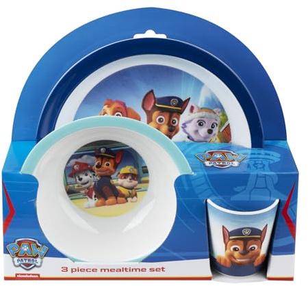 Barbo Toys - Offizielles Paw Patrol Kinder-Geschirr Set Blau - Ab 6 Monaten - ESS-Set mit Teller, Schüssel und Tasse für Babys und Kinder