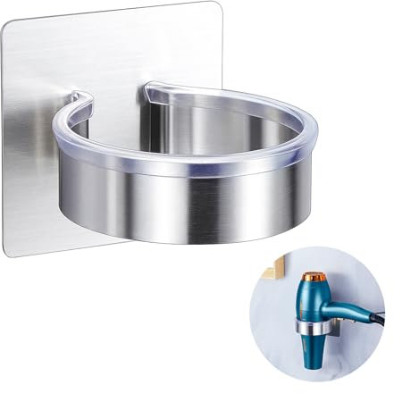 YAYINLI Hair Dryer Holder Wall Mounted Hairdryer Holder Station, Stainless Steel Hair Dryer Holders, Hair Tool Organiser Hair Dryer Storage, Adhesive Hair Dryer Stand, Hair Dryer Rack for Bathroom