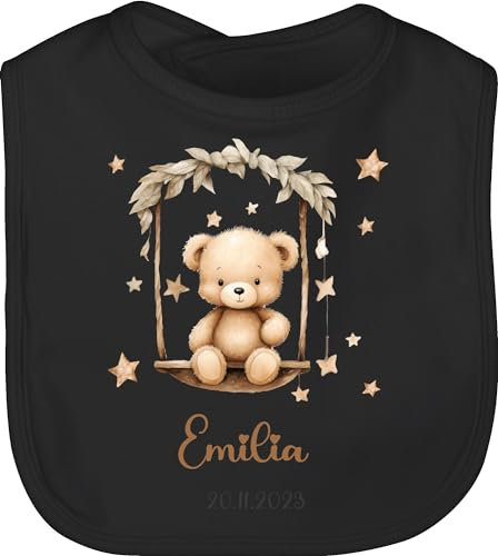 Baby Lätzchen - Süßer Bär Bären Geschenk mit Name - Unisize - Schwarz - bear kinder bärchen teddy bärenmotiv geschenke und personalisierte kind