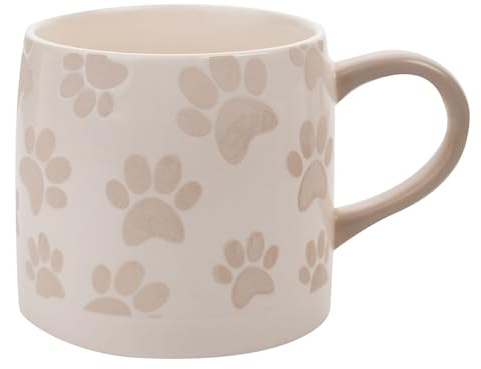 Widdop Best of Breed Stoneware Ceramic Mug Paw Print - Dog and Cat Lover Mug - White - Coffee Mug Tea Hot Drinks - Approx 400ml - Gift for Her Him Birthday Present