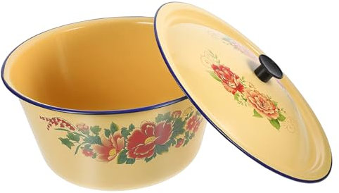 Garneck Home Cooking Pot Großer Tiefer Emalientopf Mit Deckel Für Eintöpfe Suppen Und Für Küche Und Babygerichte Hochtemperaturbeständig Gleichmäßige Wärmeverteilung