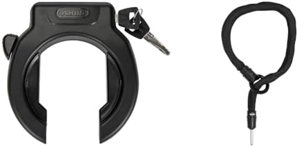 ABUS Rahmenschloss PRO Amparo 4750SL NR & Rahmenschloss-Einsteckkette IvyTex Adaptor Chain 6KS - Fahrradschloss mit schmutz- und feuchtigkeitsabweisender Hülle - 6 mm Starke Kette - Schwarz