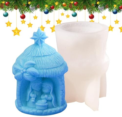 Syengery Stampo in Silicone per Presepe, Candela in Resina Colata, Scultura Antiaderente e Riutilizzabile per Compleanno