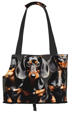 Hundetragetasche mit drei Dackel-Aufdruck, für kleine Hunde, Katzen und Kaninchen