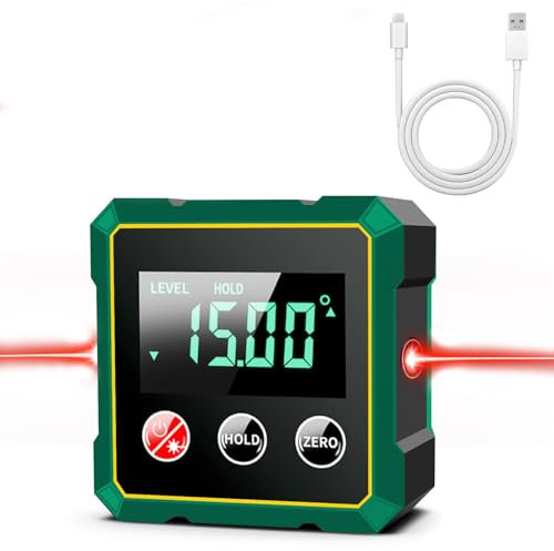 Vibbang Magnetic Digital Angle Finder with Electronic Laser, Angle Finder Tool,Digital Level with LCD Display, Protractor Inclinometer for Woodworking, Construction and Machinery