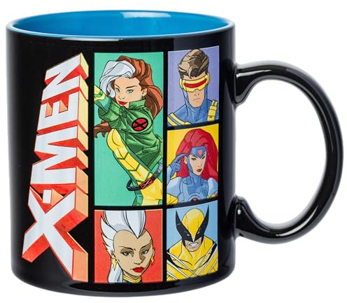 Silver Buffalo Marvel X-Men Character Panels Mutant, Ceramic Mug, 20oz | Comics, Rogue, Wolverine, Cyclops, Storm and Jean Grey, 0.59 Liters