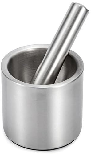 DUANSIYU Mortaio con Pestello Mortaio in Acciaio Inox, pestello, Aglio, spezie, Farmacia, Erbe, Ciotola, Mulino, utensile da Cucina Mortaio