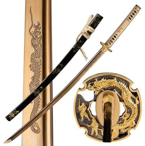 Handmade Japanese Katana Sword Real - Authentic Hand Forged Full Tang 1060 High Carbon Steel Samurai Swords for Martial Arts, Collection & Display, 40.5-Inch