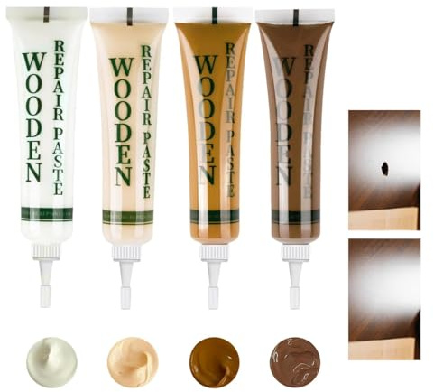 4 Color Laminate Floor Repair Kit Wood Filler Pine,Wood Filler,Wooden Floor Scratch Repair,Quick Curing,Undetectable,Furniture Rep-Air Kit for Cracks Holes Laminate Fl-Oors Table Door Scratches