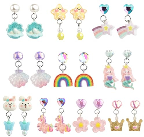 10 Paar Ohrclips Kinder, Klipp Clip Ohrringe Kinder mädchen