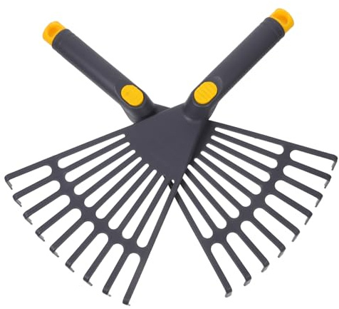 WEKADRIN Rastrillo De Hojas para Jardín (2 Unidades): Mango Ergonómico con Orificio para Colgar. Pequeño Soporte De Plástico para Jardinería. 35 X 17 Ideal para Césped Y Parques.