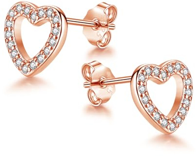 Cangall Ohrstecker Silber 925 Klein, 925 Sterling Silber Stern/Herz Ohrtecker mit AAAAA Cubic Zirkonia, Hypoallergen Schlafen Knorpel Tragus Flache Damen Ohrringe Stecker Ohr Piercing für Mädchen