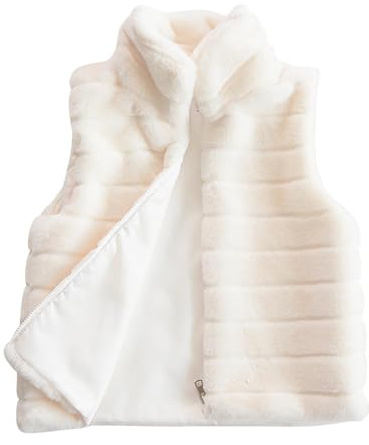 Flodxo Gilet en fausse fourrure pour femme - Gilet élégant en fourrure - Grande taille - Décontracté - Léger - Confortable - Polaire - Fermeture éclair - Gilets chauds et bodywarmers, blanc, M