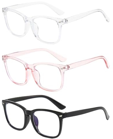 AXNKDH 3-Pack Blue Light Blocking Glasses - Women & Men Computer Gaming Glasses with Screen Filter, Anti-Headache & Eye Strain Protection, Lightweight Eyeglasses for TV & Phone