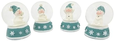 4 Stück Schneekugel Schneemann türkis 6cm Weihnachtsdeko Weihnachten Winterdekoration