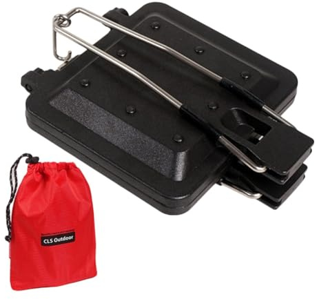 MoSundi Gril Sandwich Portable Pliable Poêle Anti-Adhérente pour Petit Déjeuner Camping Pique-nique Noir