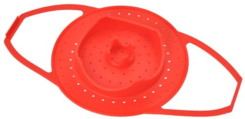 CRAFTHROU Vaporera de Silicona Asas Bloqueables Plegable Roja para Cocinar Frutas y Hot Dogs, Cesta Vaporera Fácil de Limpiar para Preparaciones