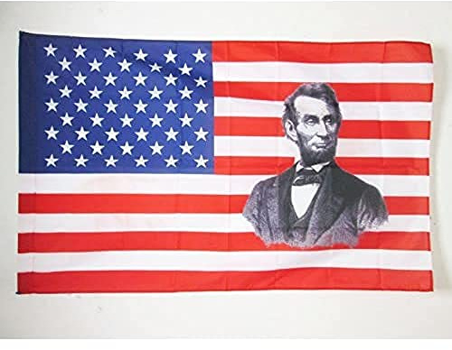 AZ FLAG Bandera Estados Unidos con Abraham Lincoln 150x90 cm Funda | Uso interior y exterior Enseña americana United States with Abraham Lincoln costuras dobles y bordes reforzados