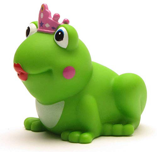 DUCKSHOP I Badeente Froschkönigin I Quietscheente L: 8 cm - inkl. Quietscheentchen-Schlüsselanhänger I Geschenk für Märchen-Fans I Präsent Sammler