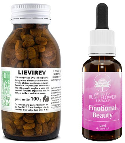 KIT PELLE IMPURA con LIEVITO DI BIRRA 250 compresse+ EMOTIONAL BEAUTY 30 ml Miscela fiori Australiani Benessere Emotivo Pelle splendente