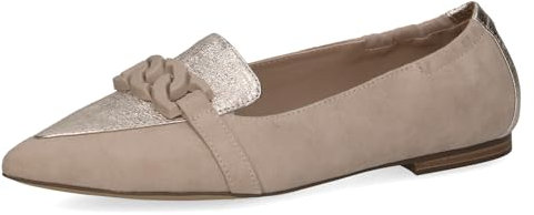 CAPRICE Damen Ballerinas aus Leder Spitz, Beige (Sand/Gold), 36 EU