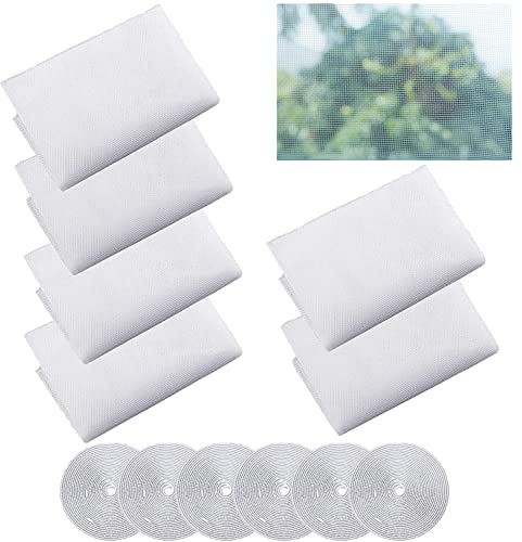 6 Pieces Fly Screen Window, White Window Screen Mosquito Netting with 6 Rolls Hook Sticky Tape Window Screen Mesh Bee Bug Protector Fly Net for Windows (150x130cm)