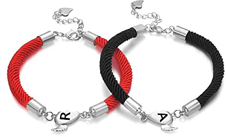 Liebe Herz Magnetarmbänder für Paare Gegenseitige Anziehung Benutzerdefinierte ID Armbänder Liebe Engelsflügel Anhänger mit Magnetherz Geschenk für Ihn Ihre Schwester Armbänder Verstellbar 2 Stk