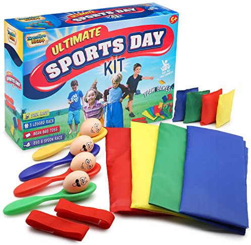KreativeKraft Juegos Infantiles Juegos Exterior Niños Familia Adultos para Fiesta Cumpleaños Jardin Aire Libre Sacos para Carreras Ring Toss Game (Kit del Día del Deporte)