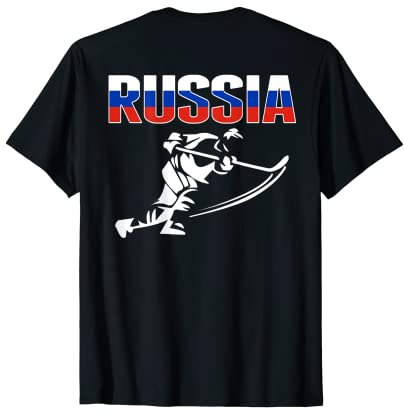 Russland Eishockey Fans Trikot Russische Flagge Puck Hockeyschläger T-Shirt