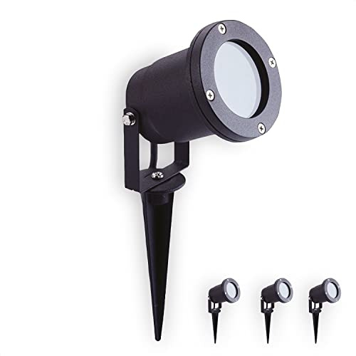 INNOVATE LED Strahler Außen 3 Stk. GU10 LED Strahler 230V ohne Leuchtmittel | IP65 Spotlight inkl. Erdspieß Stromkabel Außenbereich I Gartenbeleuchtung mit Strom Gartendeko wasserdicht I Outdoor Lampe