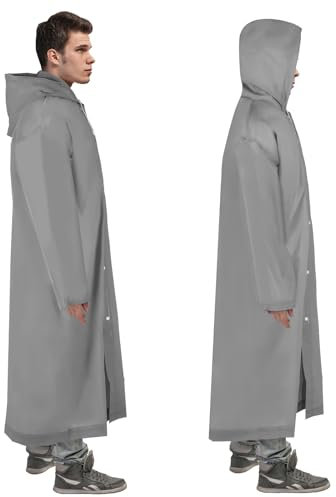 welsberg 2x poncho impermeabile con cappuccio e maniche impermeabili riutilizzabili per adulti unisex, taglia unica, Giacche resistenti all'acqua, argento