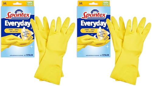 Spontex Everyday Rubber Gloves, size Medium, One Pair of Gloves (Pack of 2)