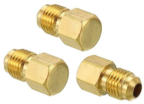 PATIKIL Mâle 1/4 Laiton Joint Bouchon, 3 Paquet SAE Flare Tube Raccord 45 Degré Hex Tuyau Raccords pour Climatisateur Réfrigération