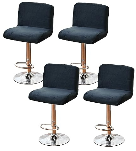 RAKTOV Set mit 4 Barhocker-Bezügen, abnehmbarer Stuhlbezug, Stretch-Stuhlbezug, Esszimmerstuhl-Schutzbezug, Stuhlsitzbezug für Barhocker, Rückstuhl, Blau