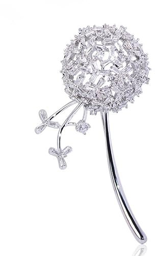 YAHOYA Belle Forme de Pissenlit Broches Cuivre Cubique Zircon Bijoux Pins pour Femmes Vêtements Foulard Chapeau Accessoires