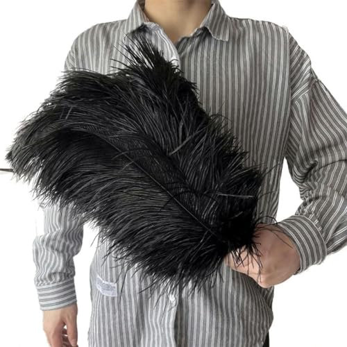 Straußenfedern 15–18 Zoll, Dekoration für Bastelarbeiten, Hochzeit, Party, Zuhause, Karneval, Bastelfedern, Zubehör, 10 Stück, Großhandel, Schwarz, 30–35 cm