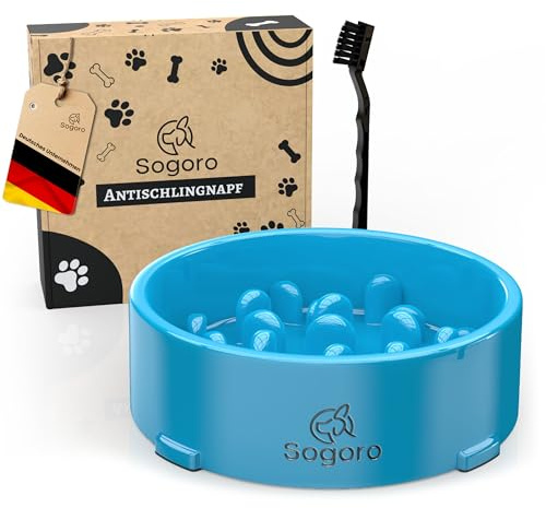 Sogoro Antischlingnapf Hunde mit Bürste zur einfachen Reinigung und bis zu 700ml Kapazität, mit Anti-Rutsch-Effekt und Ideal für mittlere und große Hunde | Antischlingnapf Hunde | Schlingnapf Hunde