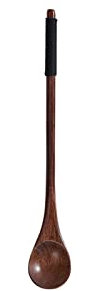 Löffel Holzlöffel mit langem Griff, Haushaltsgeschirr, Löffel, Holzlöffel, Honiglöffel, Abgerundeter Löffel Kaffeelöffel (Color : D)