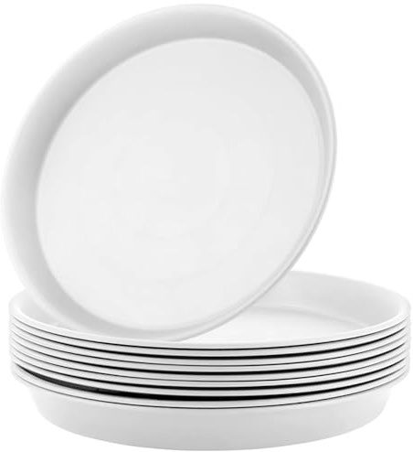 Wensmy 10Pcs Plant Saucer 30CM Round Plastic Plant Trays Plant Saucer Drip Trays Flower Pot Drip Trays Garden Plants Saucers for Indoor Outdoor (White-30CM)