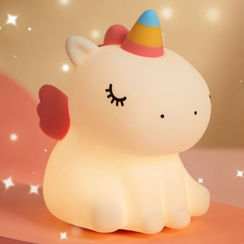 Nachtlicht Kinder Unicorn mit Dimmbar Timer, Touch-Steuerung Silikon Lamp | Nachtlicht für Babys, über USB aufladbar, Nachtlicht als Dekoration für das Kinderzimmer, Squishy Katze Spielzeug Kinder