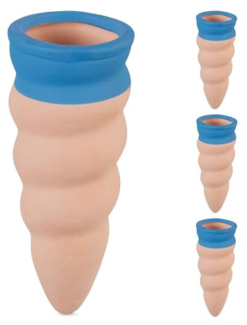 Relaxdays Tonkegel Bewässerung, 4er Set, für 1,5L Flaschen, Gießhilfe für Zimmerpflanzen, Tonspitzen, terrakotta/blau