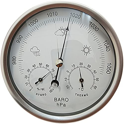 Baromètre, Station Météo Analogique, Boîtier en laiton lourd plaqué de chrome