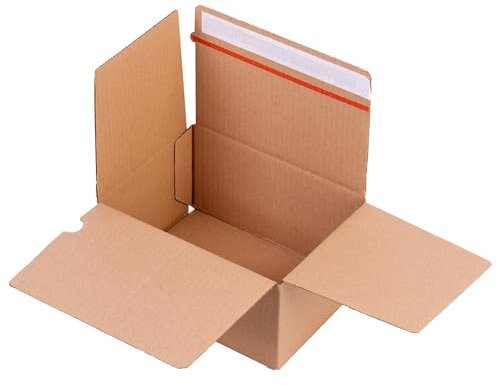 M kleiner AUTOMATIK FALTKARTON I Selbstklebend mit Aufreißfaden I optimaler und stabiler VERSANDKARTON für Geschenke, Pakete oder Päckchen I Maße: 26cm x 20,5cm x 16cm (10)