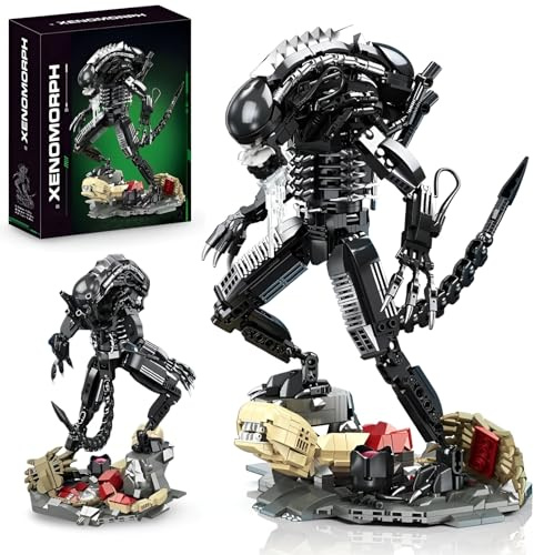 JVAVNE Xenomorph Building Set, 882 PCS Xenomorph Action Figure Building Set for Adults, Alien Mech Action Figure Bricks Model, Horror Gifts for Fans Friends